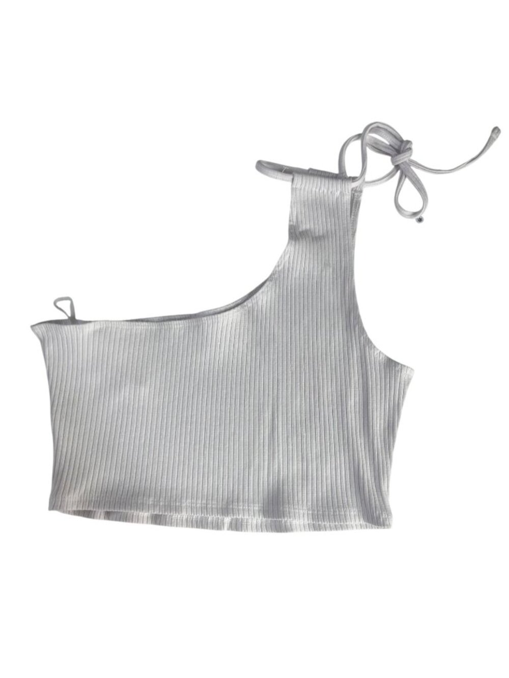 Aerie Crop Top Ribbed One Shoulder Tie Strap Large White Summer - Picture 2 of 5